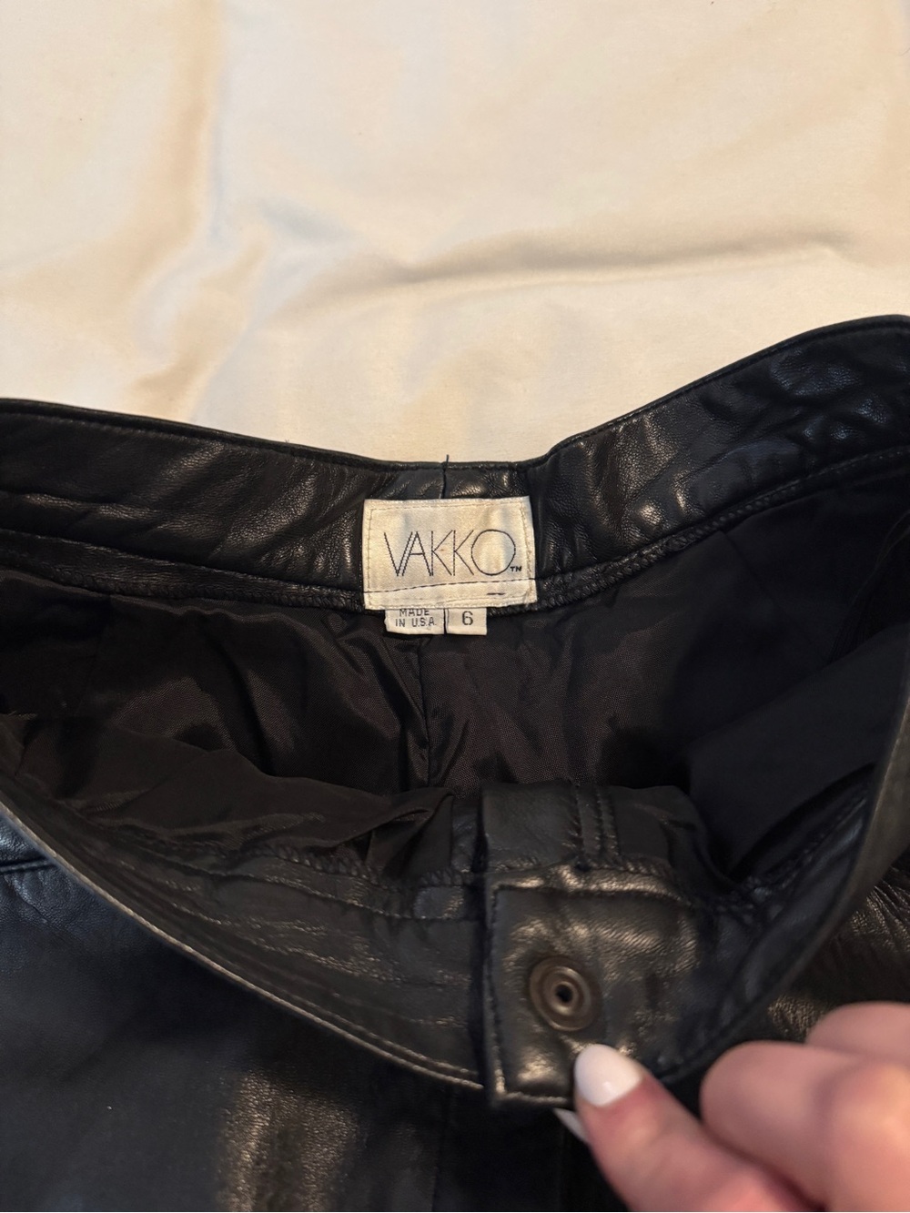 Vakko Women’s Vintage Leather Pants Size 6 High Waist Straight Leg Lined Black - Picture 10 of 13
